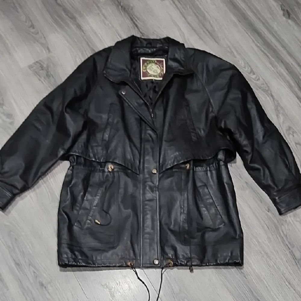 Vintage Learsi Black Leather 90's 3/4 Coat